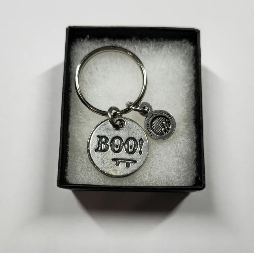 Pewter Keychain Halloween Chubby Chico Charms‎ BOO! Halloween Keyring NWT